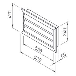 Helios WSG 60/35 Wetterschutzgitter rechteckig, 670x60x420mm, Aluminium naturfarben eloxi... HELIOS-00113 4010184001133 (Abb. 1)