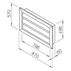 Helios WSG 80/50 Wetterschutzgitter rechteckig, 870x60x570mm, Aluminium naturfarben eloxi... HELIOS-00115 4010184001157 (Abb. 1)