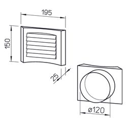 Helios LGM 125 Lüftungsgitter für Lüftungsöffnungen DN 125, Aluminium, Weiß lackiert... HELIOS-00258 4010184002581 (Abb. 1)