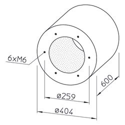 Helios RSD 225/600 Rohrschalldämpfer für Flanschanschluss DN 225, Stahlblech verzinkt... HELIOS-08735 4010184087359 (Abb. 1)