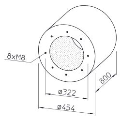Helios RSD 280/800 Rohrschalldämpfer für Flanschanschluss DN 280, Stahlblech verzinkt... HELIOS-08741 4010184087410 (Abb. 1)