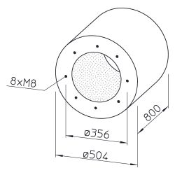 Helios RSD 315/800 Rohrschalldämpfer für Flanschanschluss DN 315, Stahlblech verzinkt... HELIOS-08744 4010184087441 (Abb. 1)