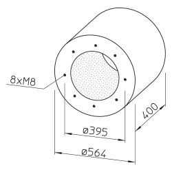 Helios RSD 355/400 Rohrschalldämpfer für Flanschanschluss DN 355, Stahlblech verzinkt... HELIOS-08746 4010184087465 (Abb. 1)