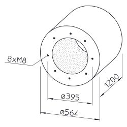Helios Rohrschalldämpfer RSD 355/1200, Stahlblech verzinkt, für Flanschanschluss, DN 355... HELIOS-08748 4010184087489 (Abb. 1)
