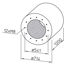 Helios RSD 500/1200 Rohrschalldämpfer für Flanschanschluss DN 500, Stahlblech verzinkt... HELIOS-08757 4010184087571 (Abb. 1)