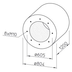 Helios Rohrschalldämpfer RSD 560/1200, Stahlblech verzinkt, für Flanschanschluss, DN 560... HELIOS-08759 4010184087595 (Abb. 1)