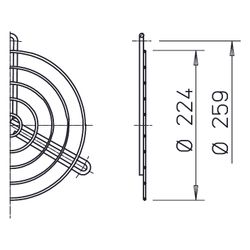 Helios SG 225 Schutzgitter zu Rohrflansch DN 225, kunststoffbeschichtet, Silbermetallic... HELIOS-01215 4010184012153 (Abb. 1)