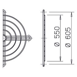 Helios SG 560 Schutzgitter zu Rohrflansch DN 560, kunststoffbeschichtet, Silbermetallic... HELIOS-01242 4010184012429 (Abb. 1)