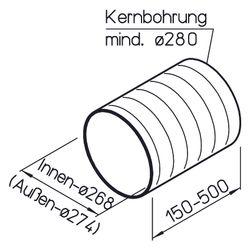 Helios WER 225/250 Wand-Rohrhülse DN 250, Länge flexibel, max. 500mm... HELIOS-00369 4010184003694 (Abb. 1)