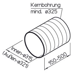 Helios WER 300 Wand-Rohrhülse DN 300, Länge flexibel, max. 500mm... HELIOS-00469 4010184004691 (Abb. 1)