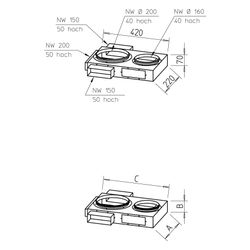Helios FK-VK Verteilerkasten 4x NW 150 und 1x NW 200, Stahlblech verzinkt... HELIOS-02987 4010184029878 (Abb. 1)