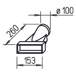 Helios FK-Ü 100/150 Übergang von Rohr DN 100 auf Flachkanal 150x50mm, Stahlblech verzinkt... HELIOS-02996 4010184029960 (Abb. 1)