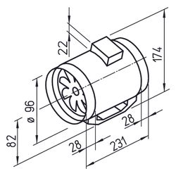 Helios MV 100 A Multivent-Rohrventilator 1-PH 230V, 190m3/h, DN 100, 12/0W... HELIOS-06050 4010184060505 (Abb. 1)