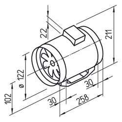 Helios MV 125 Multivent-Rohrventilator 1-PH 230V, 360m3/h, DN 125, 25/0W... HELIOS-06052 4010184060529 (Abb. 1)