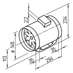 Helios MV 150 Multivent-Rohrventilator 1-PH 230V, 520m3/h, DN 125, 40/50W... HELIOS-06053 4010184060536 (Abb. 1)