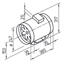 Helios MV 250 Multivent-Rohrventilator 1-PH 230V, 910m3/h, DN 250, 90/110W... HELIOS-06056 4010184060567 (Abb. 1)