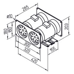 Helios MVP 125 Multivent Parallel-Twin-Unit 1-PH, 230V, 720m3/h, 50/60W, kompletter Bausa... HELIOS-06066 4010184060666 (Abb. 1)