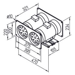 Helios MVP 150 Multivent Parallel-Twin-Unit 1-PH, 230V, 1040m3/h, 80/110W, kompletter Bau... HELIOS-06067 4010184060673 (Abb. 1)