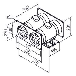 Helios MVP 160 Multivent Parallel-Twin-Unit 1-PH, 230V, 1100m3/h, 80/110W, kompletter Bau... HELIOS-06068 4010184060680 (Abb. 1)