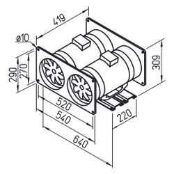 Helios MVP 250 Multivent Parallel-Twin-Unit 1-PH, 230V, 1820m3/h, 170/220W, kompletter Ba... HELIOS-06070 4010184060703 (Abb. 1)