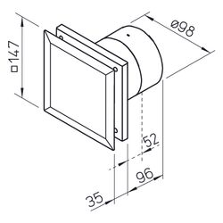 Helios M1/100 F Minivent DN 100 zweistufig, mit Feuchtesteuerung, Weiß... HELIOS-06175 4010184061755 (Abb. 1)