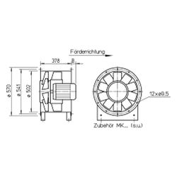 Helios Axial-Mitteldruckventilator AMD 500/4/2 polumschaltbar Dahlander, 10.820/22.250m3/... HELIOS-03274 4010184032748 (Abb. 1)