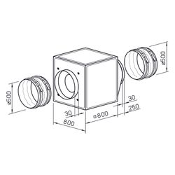Helios GBD EC 500 A Gigabox EC inkl. Formstück und flexiblen Manschetten DN 500, 3-PH 400... HELIOS-05818 4010184058182 (Abb. 1)