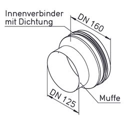 Helios IP-ARZ 125/160 Anschluss-Reduzierung Muffe DN 125 auf Stutzen DN 160 mit Dichtung... HELIOS-09458 4010184094586 (Abb. 1)