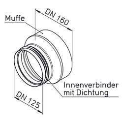 Helios IP-ARZ 160/125 Anschluss-Reduzierung Muffe DN 160 auf Stutzen DN 125 mit Dichtung... HELIOS-09358 4010184093589 (Abb. 1)