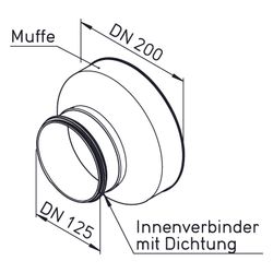Helios IP-ARZ 200/125 Anschluss-Reduzierung Muffe DN 200 auf Stutzen DN 125 mit Dichtung... HELIOS-09359 4010184093596 (Abb. 1)