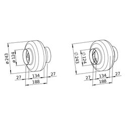 Helios RR EC 125 Radial-Rohrventilator EC, 1-PH 230V regelbar, DN 125, 570m3/h, 100W... HELIOS-05789 4010184057895 (Abb. 1)