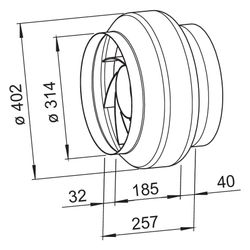 Helios Radial-Rohrventilator RR EC 315 A EC, regelbar, 1.910m3/h, 220kW, 1-PH 230V, DN 31... HELIOS-05788 4010184057888 (Abb. 1)