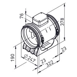 Helios Multivent-Rohrventilator MV EC 250, EC 1-PH 230V regelbar, 1.100m3/h, 123W, DN 250... HELIOS-06035 4010184060352 (Abb. 1)