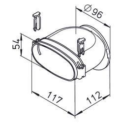 Helios FRS-ES 51 FlexPipe Einzelstutzen oval 51mm mit Bajonett-Verschluss für Blechteile... HELIOS-03851 4010184038511 (Abb. 1)