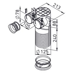 Helios FRS-DWK 2-75/125 FlexPipe Decken-/Wandkasten DN 125 und 2 Stutzen rund DN 75 für D... HELIOS-03857 4010184038573 (Abb. 1)