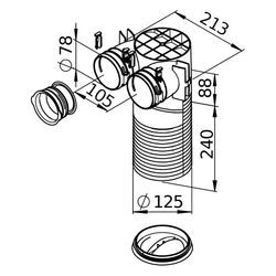 Helios FlexPipe Decken-Wandkasten FRS-DWK 2-75/125, DN 125 und 2 Stutzen rund DN 75 für D... HELIOS-03857 4010184038573 (Abb. 1)