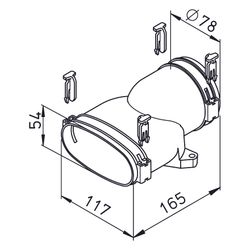Helios FRS-ÜG 51-75 FlexPipe Übergang Gerade von Rohr oval 51mm auf rund DN 75... HELIOS-03861 4010184038610 (Abb. 1)