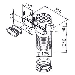 Helios FRS-DWK 2-51/125 FlexPipe Decken-/Wandkasten DN 125 und 2 Stutzen oval 51mm für De... HELIOS-03858 4010184038580 (Abb. 1)