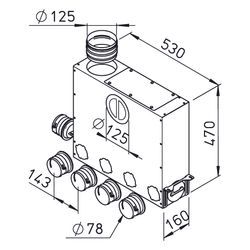 Helios FRS-MVK 4 und 1-75/125 FlexPipe Multi-Verteilerkasten 5 Einzelstutzen rund DN 75, ... HELIOS-03843 4010184038436 (Abb. 1)