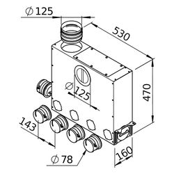 Helios FlexPipe Multi-Verteilerkasten FRS-MVK 4 und 1-75/125, 5 Einzelstutzen rund DN 75,... HELIOS-03843 4010184038436 (Abb. 1)