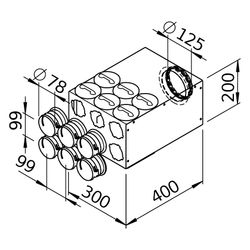 Helios FlexPipe Verteilerkasten FRS-VK 6-75/125, 6 Einzelstutzen rund 75, Anschluss DN 12... HELIOS-03846 4010184038467 (Abb. 1)