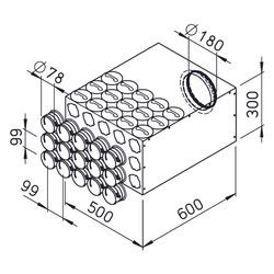 Helios FRS-VK 15-75/180 FlexPipe Verteilerkasten 15 Einzelstutzen rund DN 75, Anschluss D... HELIOS-03848 4010184038481 (Abb. 1)