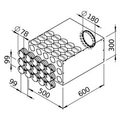 Helios FlexPipe Verteilerkasten FRS-VK 15-75/180, 15 Einzelstutzen rund DN 75, Anschluss ... HELIOS-03848 4010184038481 (Abb. 1)