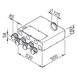 Helios FRS-FVK 6-75/125 FlexPipe Flach-Verteilerkasten, 6 Einzelstutzen rund DN 75, Ansch... HELIOS-03845 4010184038450 (Abb. 1)