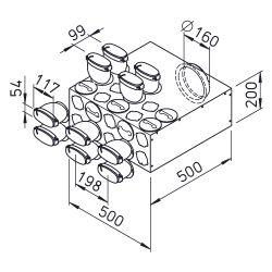 Helios FRS-VK 10-51/160 FlexPipe Verteilerkasten 10 Einzelstutzen, oval 51mm, Anschluss D... HELIOS-03849 4010184038498 (Abb. 1)
