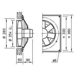 Helios HQW EC 250 A Axial-Hochleistungsventilator 1-PH 230V regelbar, 1970m3/h, 125W... HELIOS-04822 4010184048220 (Abb. 1)