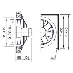 Helios HQW EC 315 A Axial-Hochleistungsventilator 1-PH 230V regelbar, 2780m3/h, 150W... HELIOS-04880 4010184048800 (Abb. 1)
