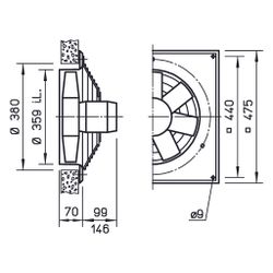 Helios HQW EC 355 B Axial-Hochleistungsventilator 1-PH 230V regelbar, 4200m3/h, 320W... HELIOS-04919 4010184049197 (Abb. 1)
