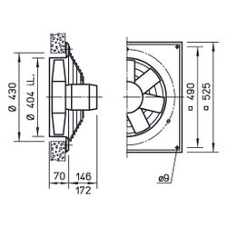 Helios HQW EC 400 B Axial-Hochleistungsventilator 1-PH 230V regelbar, 5850m3/h, 650W... HELIOS-04925 4010184049258 (Abb. 1)