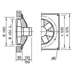 Helios HQW EC 450 B Axial-Hochleistungsventilator 1-PH 230V regelbar, 7640m3/h, 820W... HELIOS-04931 4010184049319 (Abb. 1)